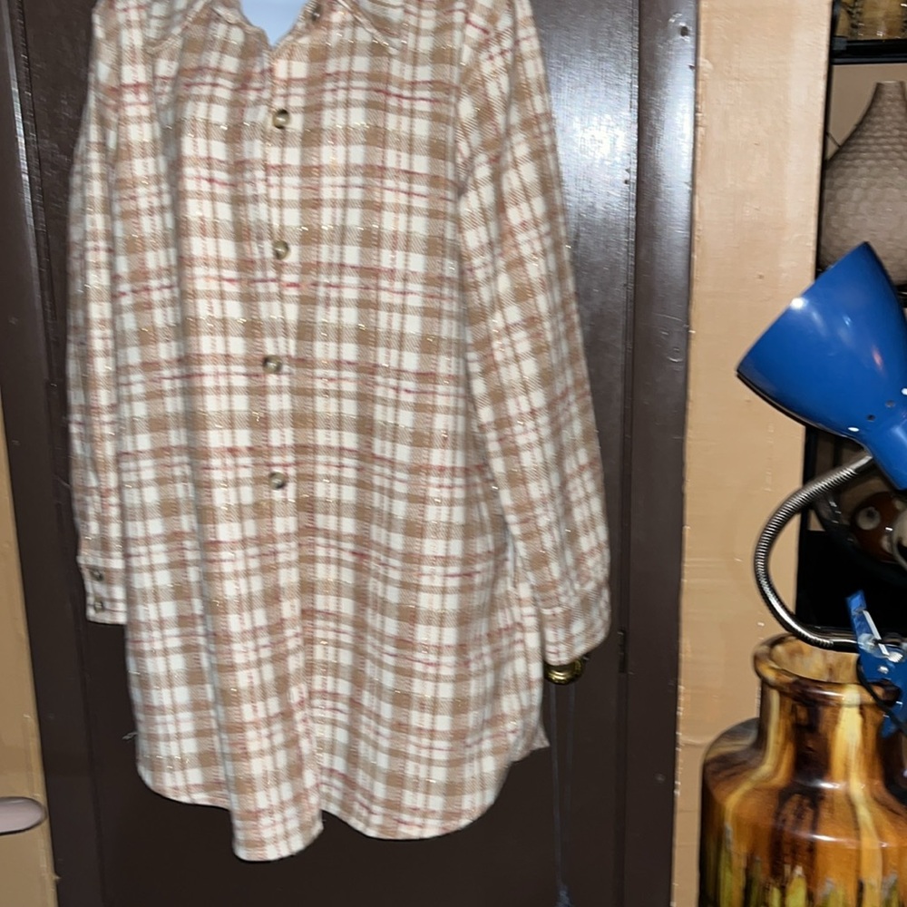 NWT - BLUE B. COLLECTION IVORY/ BURGUNDY JACKET (L)